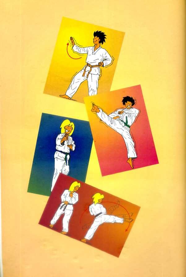 Ilustración a color de alumnos haciendo técnicas